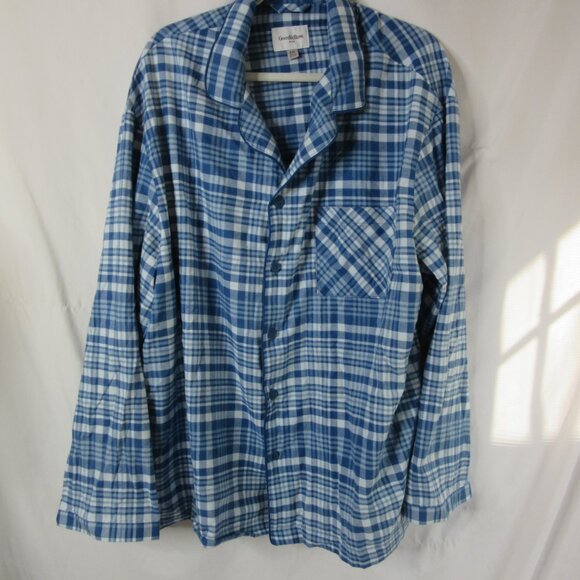 Goodfellow & Co Flannel Pajamas Men's Blue White Plaid 100% Cotton NWT Size XXL - Picture 2 of 8